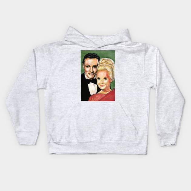 Tippi Hedren and Sean Connery Kids Hoodie by Svetlana Pelin